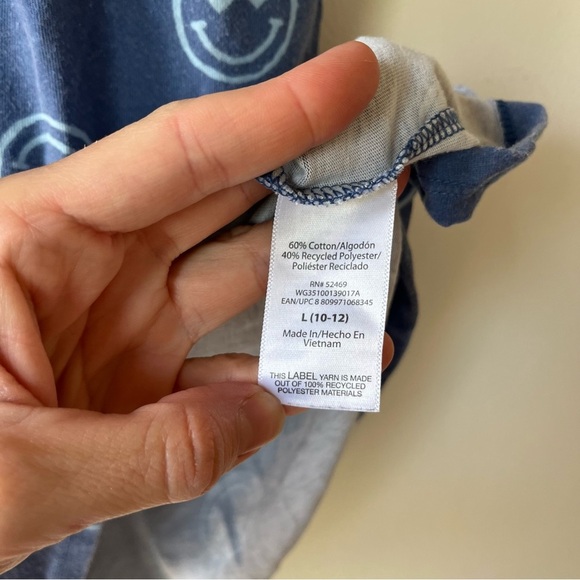 🌼 5/$25 Wonder Nation Girls Blue Smiley Face Dress Size L 10-12 Short Sleeve - Picture 4 of 8